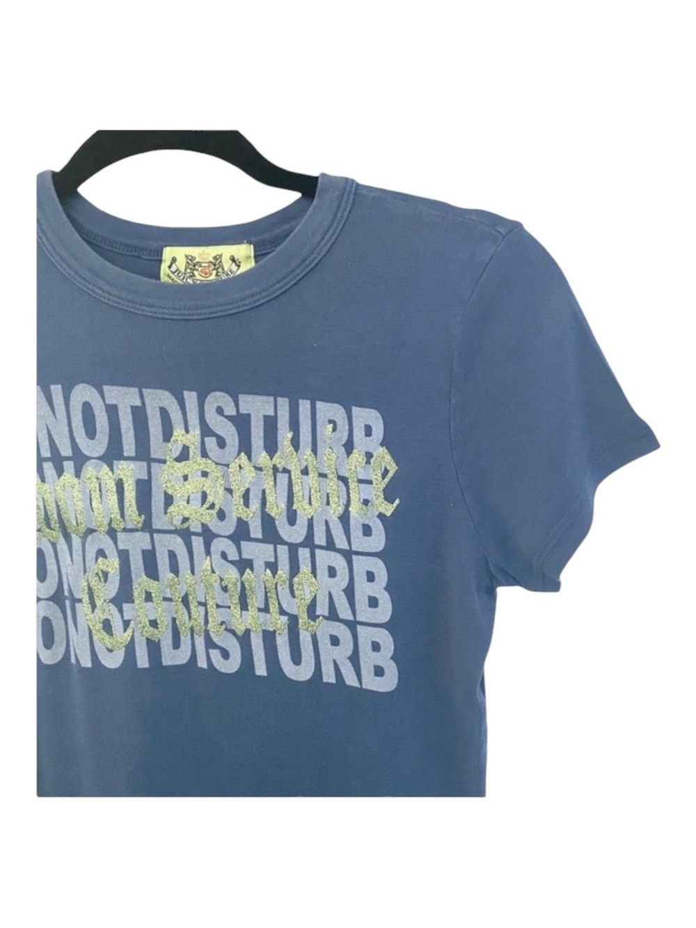 90’s: OG Juicy Couture ✌︎︎ Do Not Disturb Graphic Glitter Baby T Shirt ✌︎︎ Navy - Picture 6 of 16